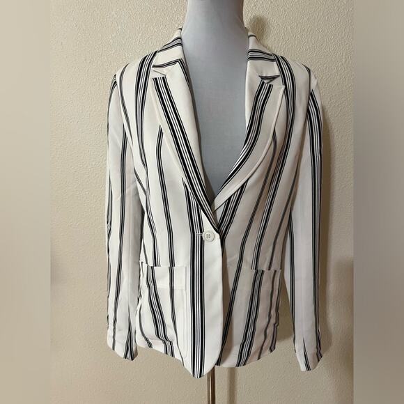 Sanctuary Crafted & Tailored white black striped blazer jacket NEW SMALL - Picture 2 of 8